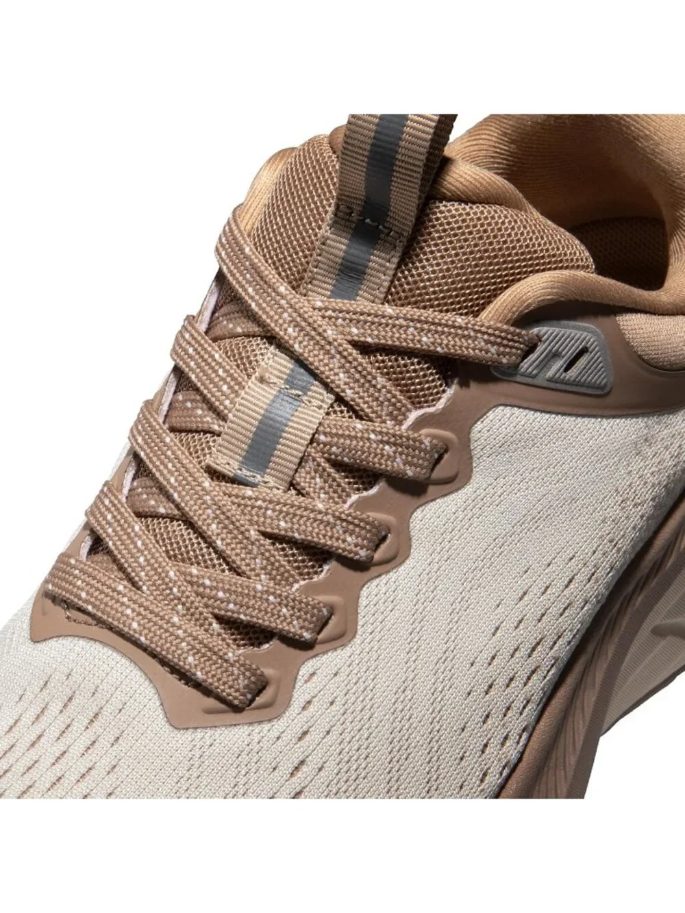 Women's Beige Walking Shoes Lace Up Round Toe Athletic Breathable Sneakers